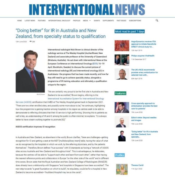 Interventional News, Nick Brown about IO